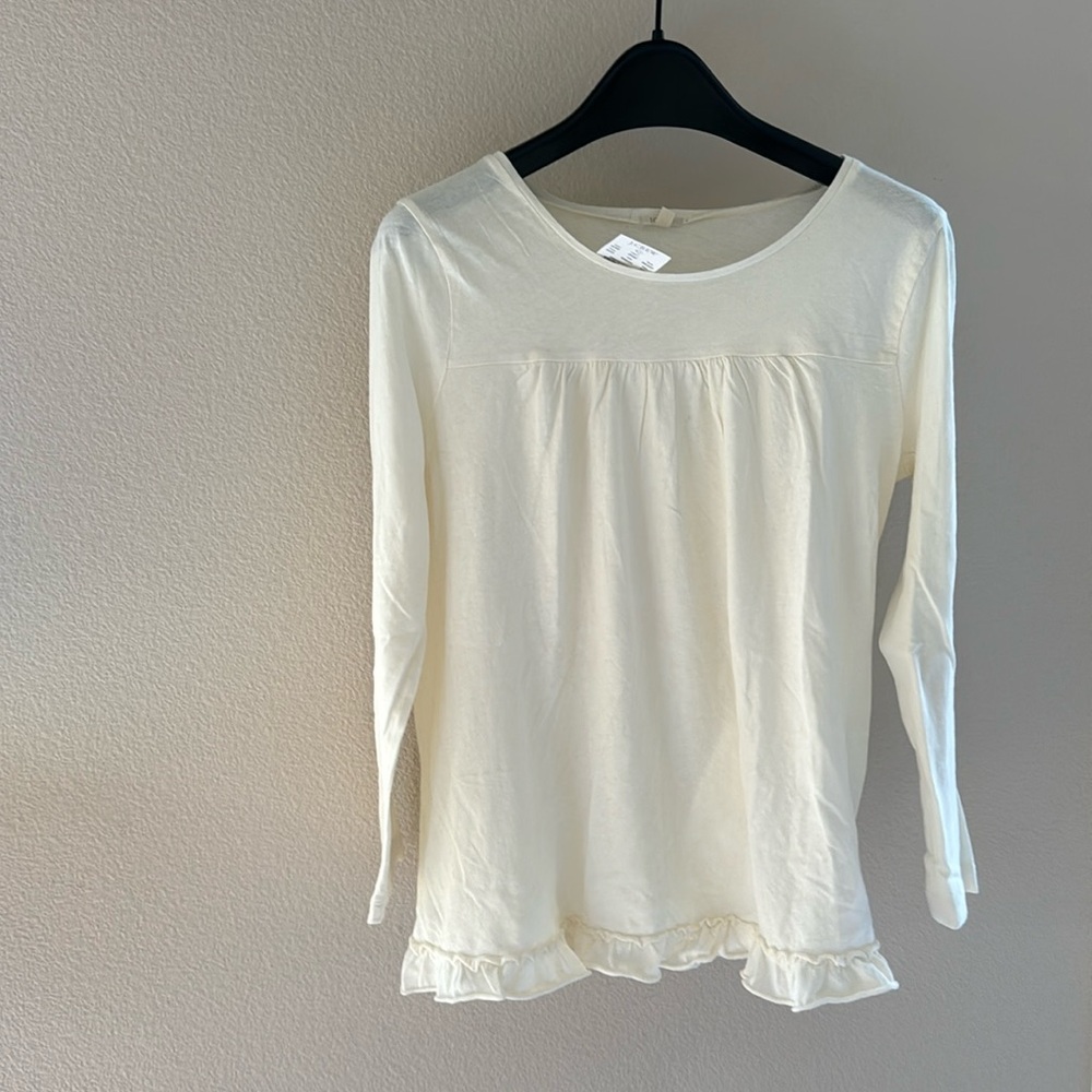 Jcrew soft long sleeves ruffle hem top New sz XS
